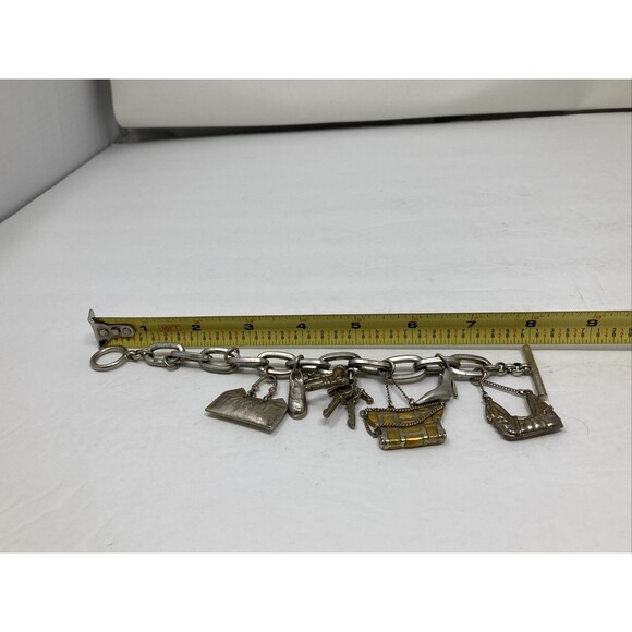 Kenneth Cole Reaction Charm Bracelet Shoes Purses Keys Mostly Silver Tone - Picture 9 of 11